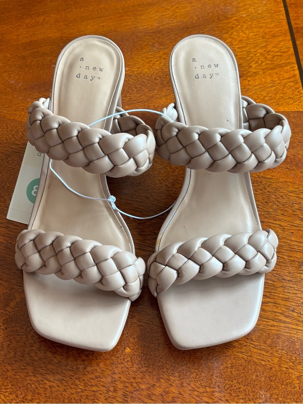 a new day Braided Double-Strap Slide Sandals in Taupe